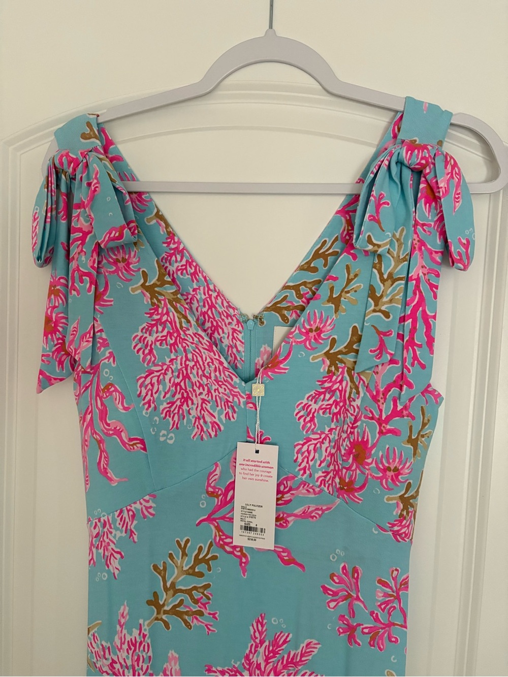 Lilly Pulitzer Aqua Maxi Dress with Pink Floral Print - Picture 3 of 3